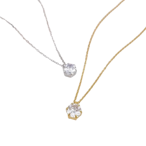 Ατσάλινο κολιέ με Πέτρα Ζιρκγκόν