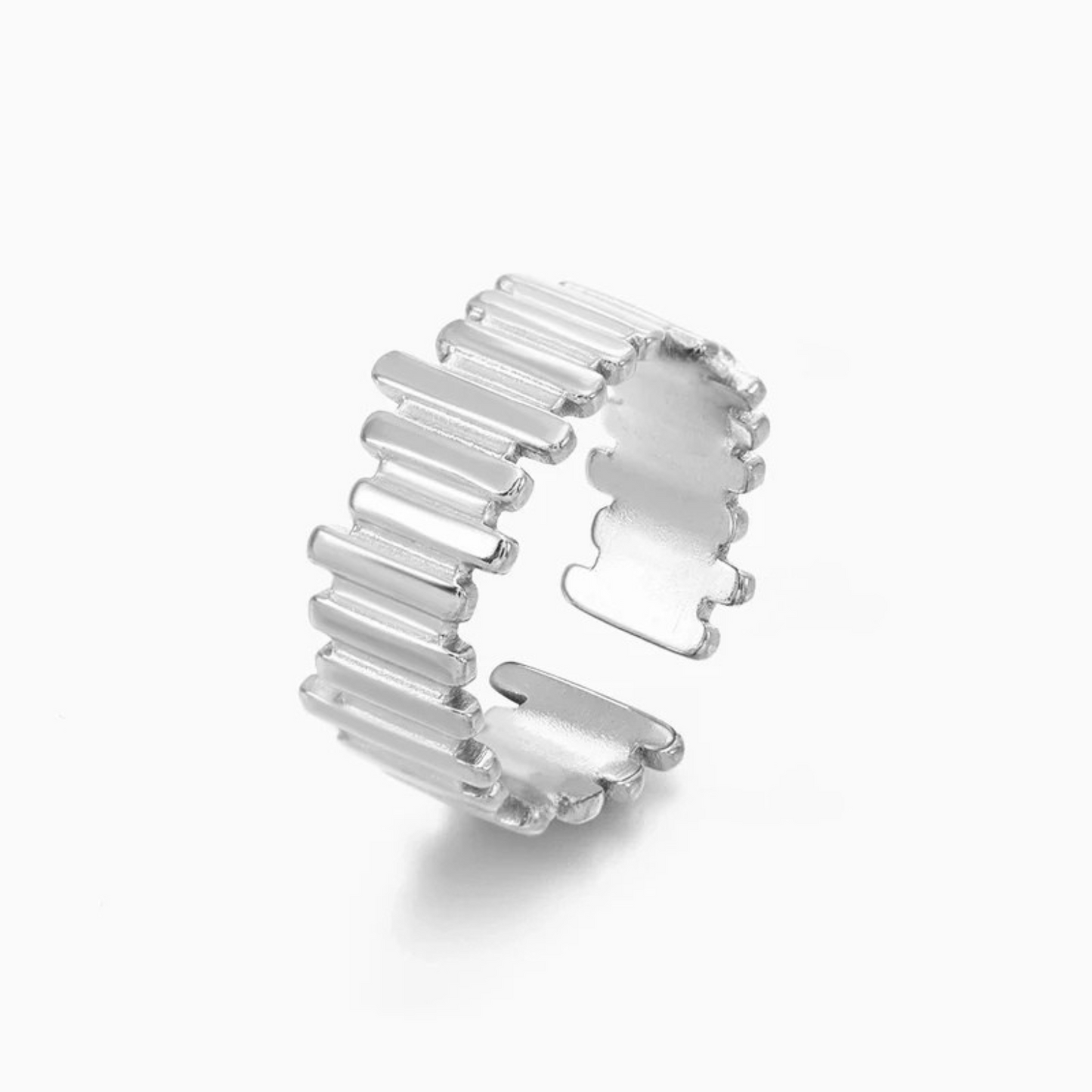 Ατσάλινο Δαχτυλίδι με Γεωμετρική Υφή Επιχρυσωμένο/Επιπλατινωμένο 18Κ