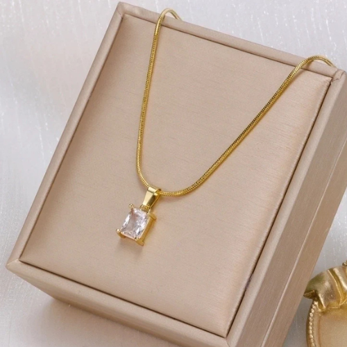 Ατσάλινο Κολιέ με Πέτρα Ζιργκόν