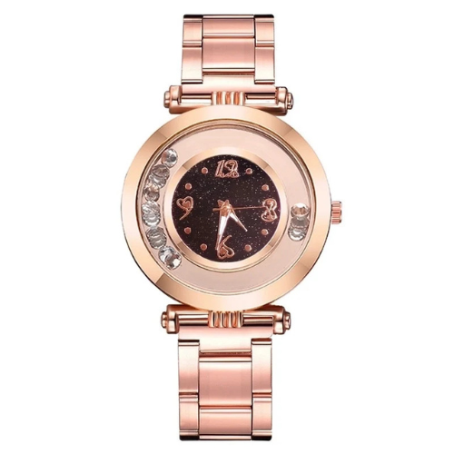 Γυναικείο Ρολόι με Κινούμενες Πέτρες Ζιργκόν και Μηχανισμό Quartz