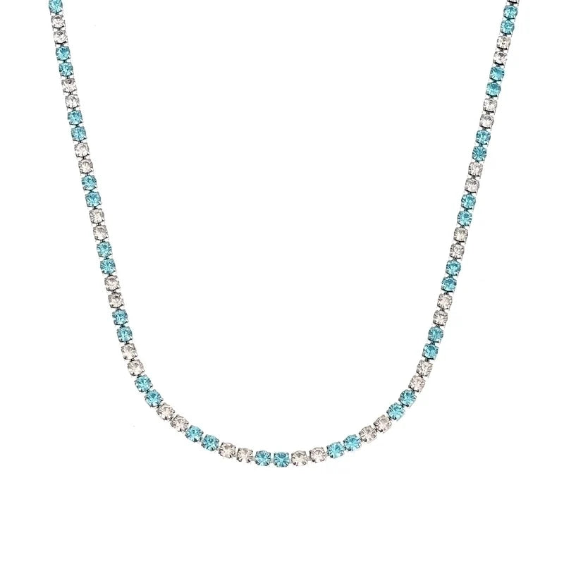 Ατσάλινο Κολιέ Tennis Matrix - Ριβιέρα Επιχρυσωμένο 18Κ / Επιπλατινωμένο με Πέτρες Ζιργκόν