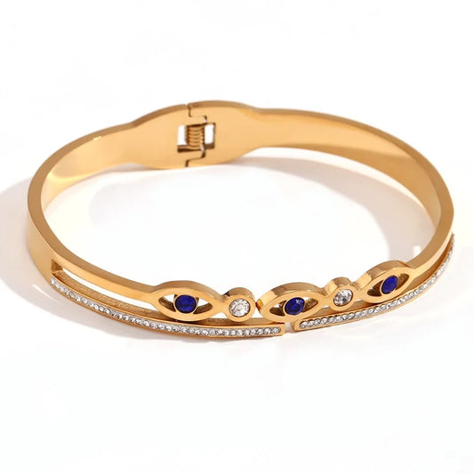 Ατσάλινο Βραχιόλι Επιχρυσωμένο 18K Evil Eye με Ζιργκόν