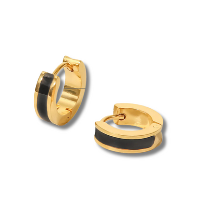 Huggie Hoops Κίρκοι από Ατσάλι με Χρωματιστό Σμάλτο & Επιχρύσωση 18Κ